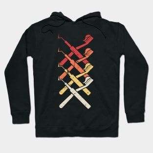 Retro 70s Dental Pick & Toothbrush Icon Hoodie